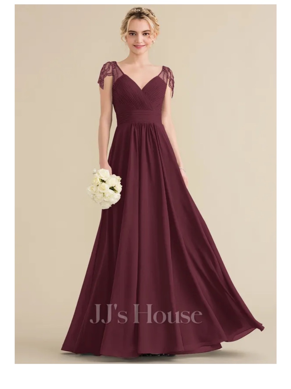 NWT JJs House Women's Cabernet Lace Cap Sleeve V-Neck Evening Dress